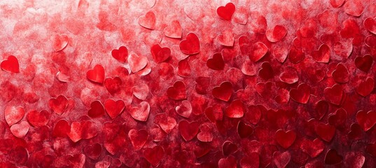 Valentines day background banner - abstract panorama background with red hearts - concept love