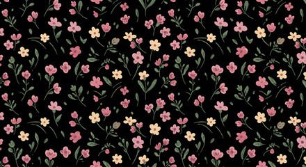 Cute small flower seamless pattern on black background. Design for fashion , fabric, textile, wallpaper , wrapping and all prints