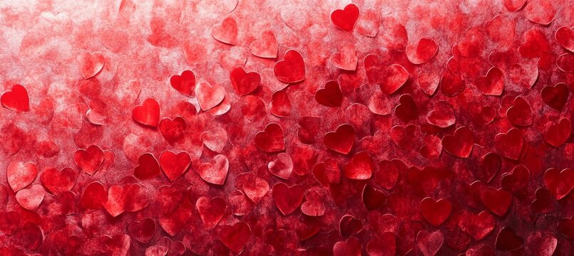 Valentines day background banner - abstract panorama background with red hearts - concept love