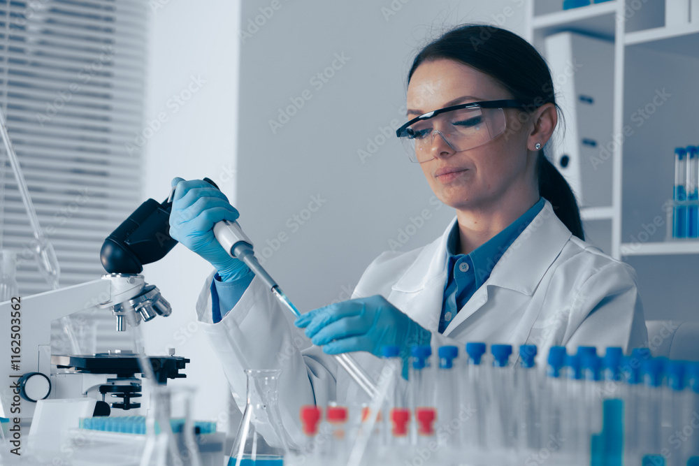 Poster A skilled Research Scientist conducts complex experiments in a modern lab, using their expertise to advance scientific knowledge and contribute to ongoing research and innovation in various fields