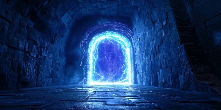 Magical portal opening, dimensional rift, energy tendrils