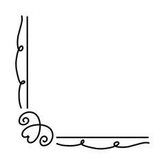 hand drawn Decorative corners doodle frames . Vintage decorative corner border with hearts