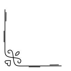 hand drawn Decorative corners doodle frames . Vintage decorative corner border with hearts