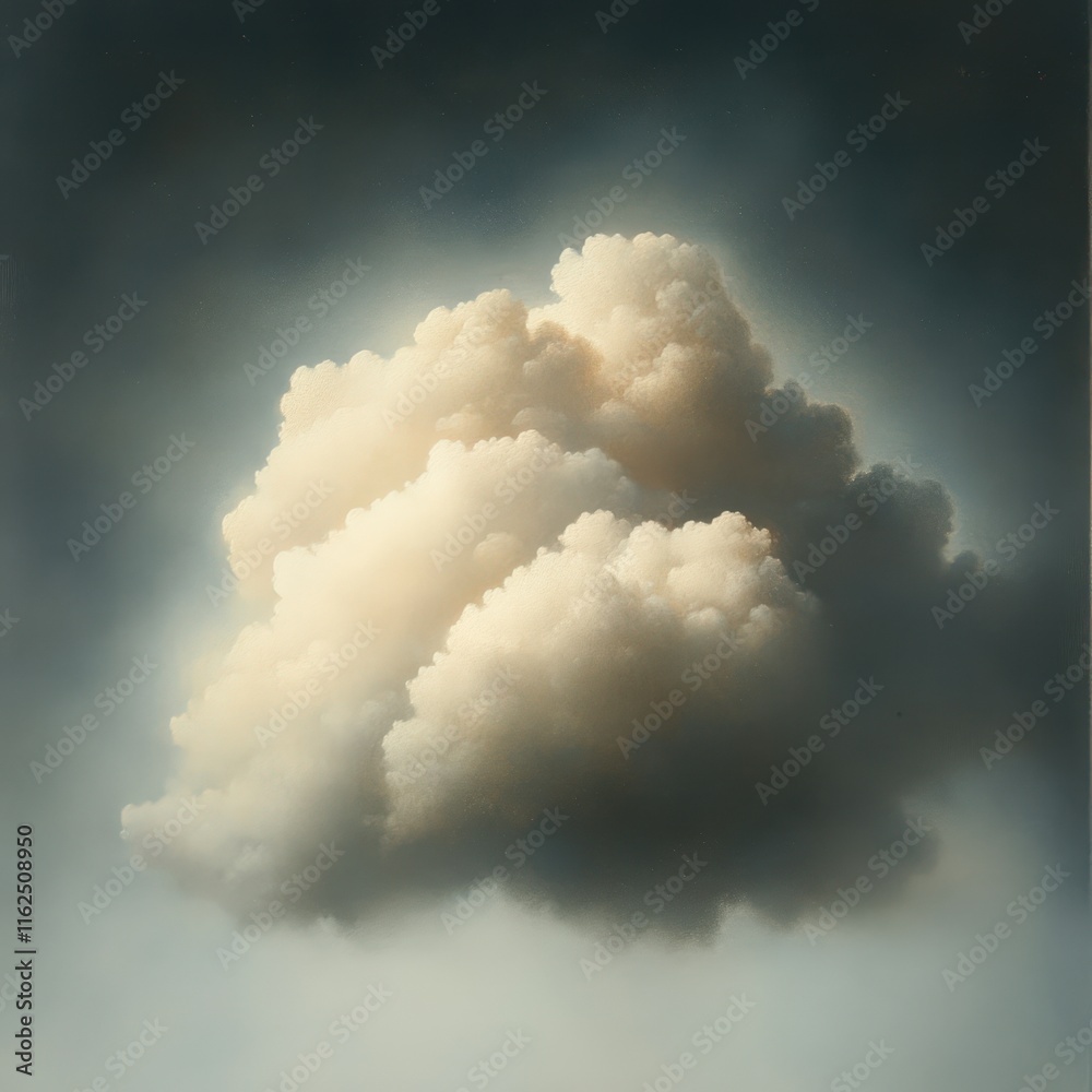 Canvas Prints A billowing cloud floats against a darkened sky, creating a serene yet dramatic atmosphere, This image can be used for themes related to weather, nature, or artistic concepts,