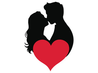  Valentine's day .romantic couple kissing silhouette