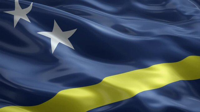 curacao country flag waving for 10 seconds in high quality