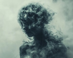 A figure with a foggy, clouded mind, symbolizing the inner chaos and mental health challenges that affect personal wellbeing