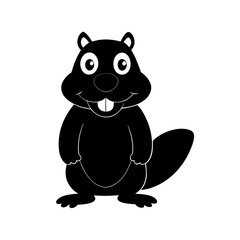 Beaver cartoon vector silhouette