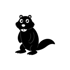 Beaver cartoon vector silhouette