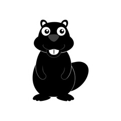 Beaver cartoon vector silhouette