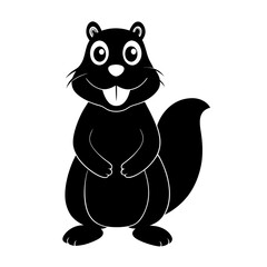 Beaver cartoon vector silhouette