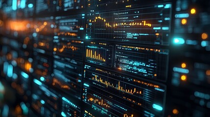 Naklejka premium Merging Icons of Technology and Finance A High Fidelity Visualization Experience