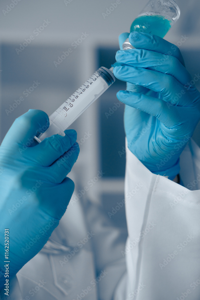 Aufkleber A dedicated scientist performs a meticulous lab experiment with test tubes, aiming to contribute to groundbreaking discoveries in biotechnology and healthcare for innovative solutions