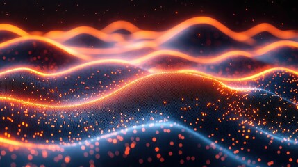 Obraz premium Abstract Glowing Waves: Digital Art