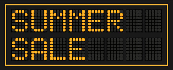 Orange color led banner in word summer sale on black background