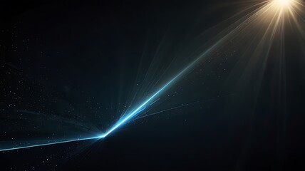 Abstract technology background. Light rays raising from the horizon in dark space (