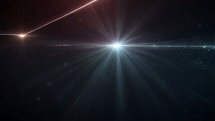 Abstract technology background. Light rays raising from the horizon in dark space (