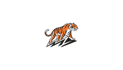 Minimalist White Tiger Logo with White Outline on Black Background