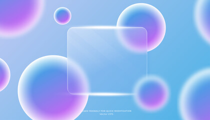 Premium Blue Purple Gradient Glassmorphism Background with Abstract Bubbles