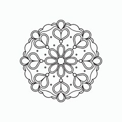 Simple black and white mandala, simple mandala coloring pages, vector file, tattoo design