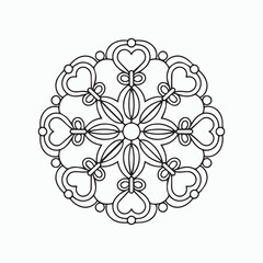 Simple black and white mandala, simple mandala coloring pages, vector file, tattoo design