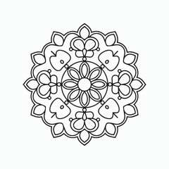 Simple black and white mandala, simple mandala coloring pages, vector file, tattoo design