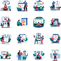 Collection of Flat Style Desolation Illustrations 

