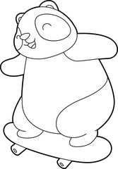 Panda Skater Skateboard Animal Vector Graphic Art Illustration