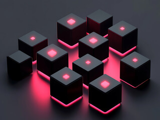 Fototapeta premium premium photo | A computer screen with a pink and black box 