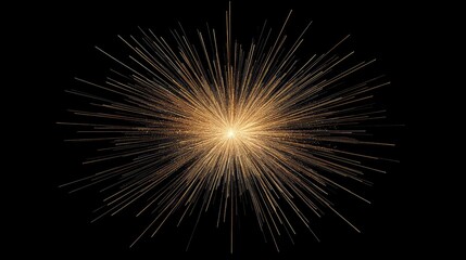 Fototapeta premium Radiant Golden Burst with Rays of Light on Black Background