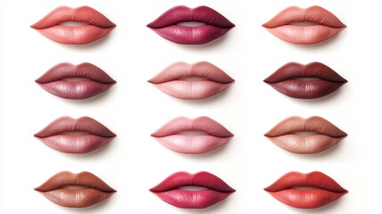 Obraz premium Variety of Lip Colors Displayed in a Creative Arrangement on a Light Background