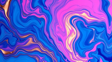 Obraz premium Abstract Swirling Liquid Art Blue Pink Gold Marble Design