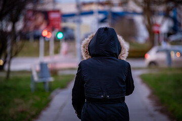 woman walking in the city