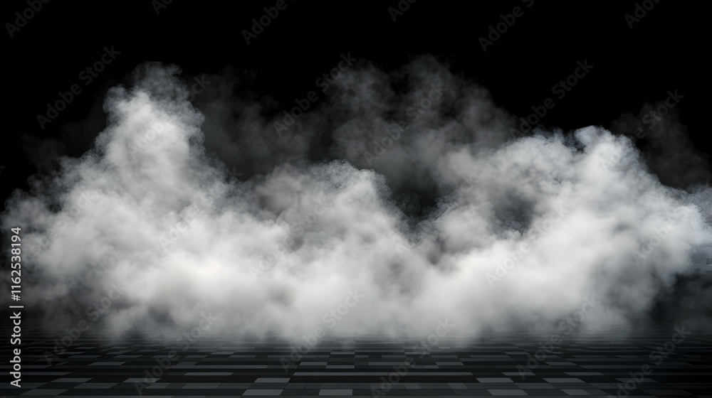 Wall mural transparent fog or smoke effect isolated on a black background creating a mysterious atmosphere -
