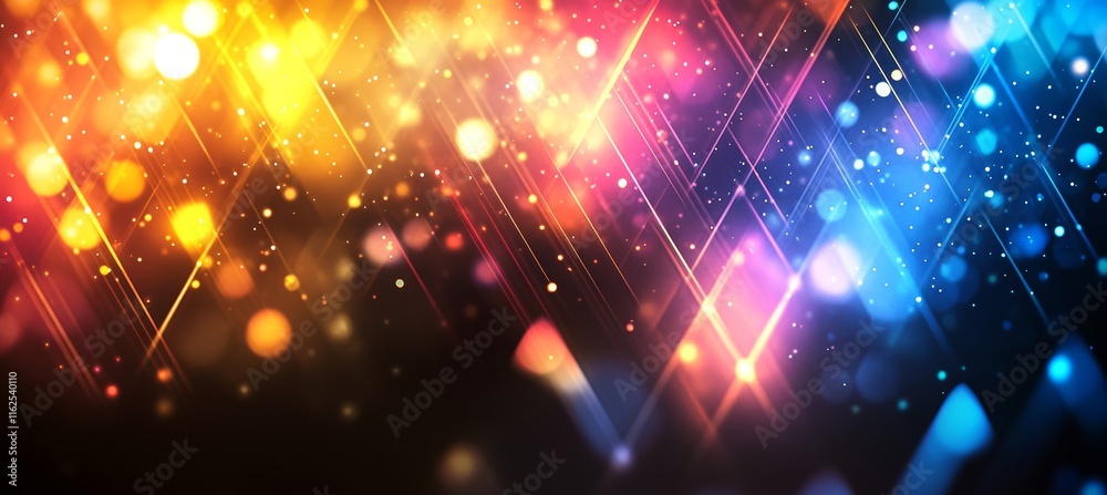 Wall mural abstract shiny colorful lights sparkle on dark background. generative ai technology.