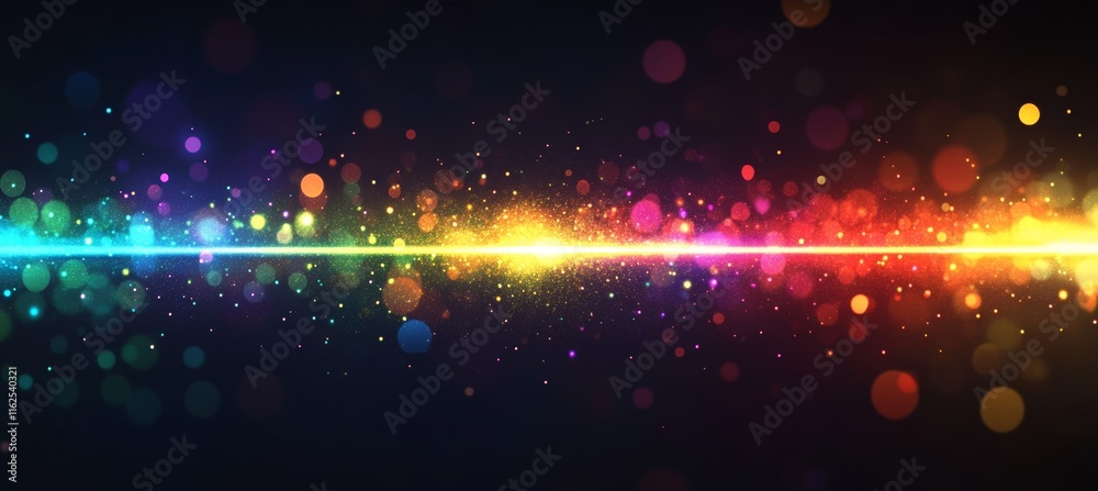 Wall mural flash colorful lights sparkle on dark space background. generative ai technology.