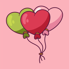 Love ballon valentine day cartoon illustration
