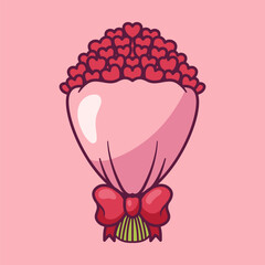 Flower love bouqet for valentine s day cartoon illustration