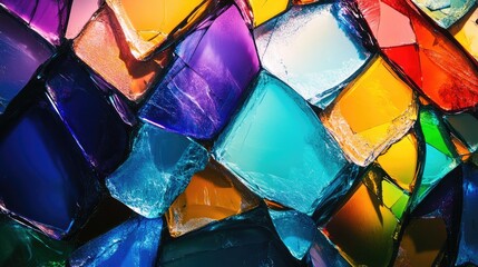 Fototapeta premium Colorful Fragments of Stained Glass Art on a Vibrant Background