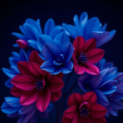 Obraz premium red and blue flowers