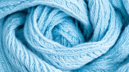 Soft Blue Knitted Yarn Texture Background Closeup