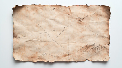 Fototapeta premium An intriguing old treasure map featuring rugged mountains and a winding path. The aged parchment evoke a sense of adventure and mystery, inviting exploration and discovery.