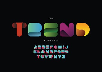 Creative Design vector Font of twisted Ribbon for Title, Header, Lettering, Logo. Funny Entertainment Active Sport Technology areas Typeface. Colorful rounded Letters and Numbers.
