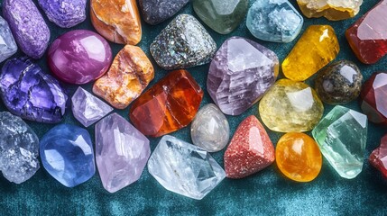 Vibrant Collection of Colorful Gemstones and Crystals
