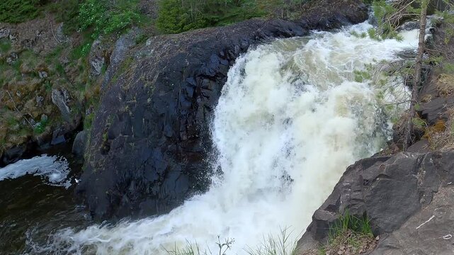 Over the Kivach waterfall on a June evening. Karelia