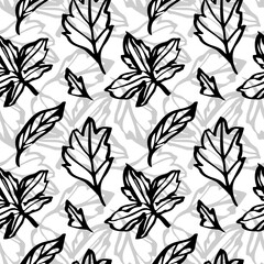 Cotton fabric Elegant seamless floral vector pattern featuring hand drawn botanical elements in black and white linear style, ideal for packaging, textiles, wallpaper, covers, and artistic prints