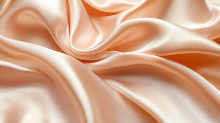 Obraz premium Soft peach silk fabric with smooth wavy texture and elegant folds