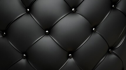 Naklejka premium Elegant black leather upholstery texture with button tufts for luxury design
