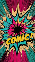 Fototapeta premium Dramatic comic explosions with vibrant gradients of teal magenta and gold