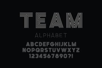 Set of alphabets fonts letters and numbers modern abstract design with lines vector illustration
